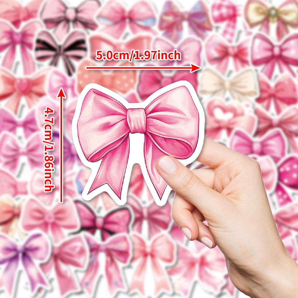 50PCS Barbie Pink Bow Graffiti Stickers, Girlish Heart High-Value Decor Decals for Phone, Luggage & Journal