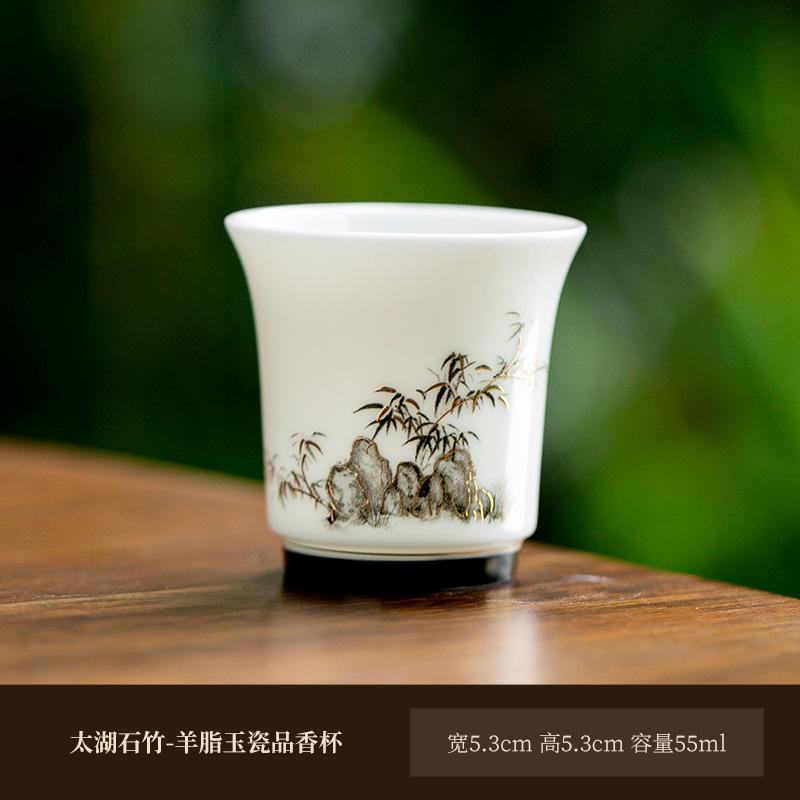 

1pc Taihu Stone Bamboo Jade Porcelain Teacup Aesthetic Tea Bowl Set Of Cup Tea-tasting Fragrance Cup Jianzhan Master Cup Teaware As your choose
