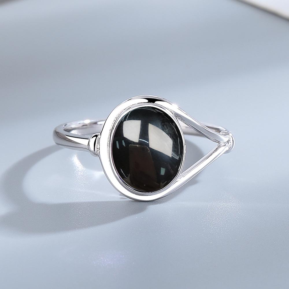 Dainty Natural Moonstone Ring 8*10MM Round Amethyst Agate Stone Vintage Silver Jewelry Ring For Women Party Anniversary Gifts