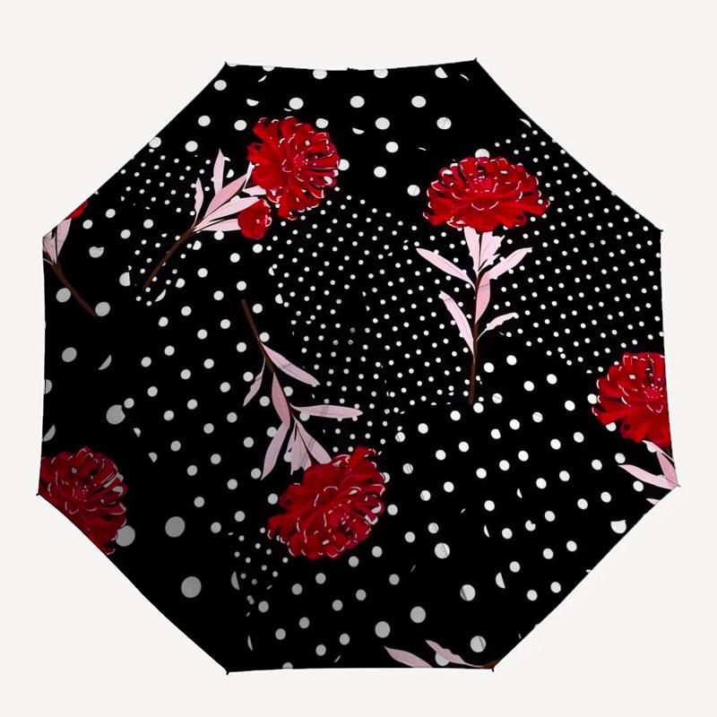 1pc Floral Polka Dot Pattern Umbrella with Plastic Handle,Suitable for All Seasons Umbrellaptys26010