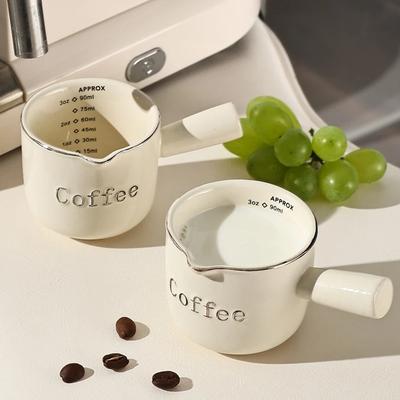 Tasse à espresso 3oz/90ml à haute valeur de couleur avec échelle Tasse à mesurer à café en céramique fine de haute qualité Tasse d'extraction Petite tasse à lait