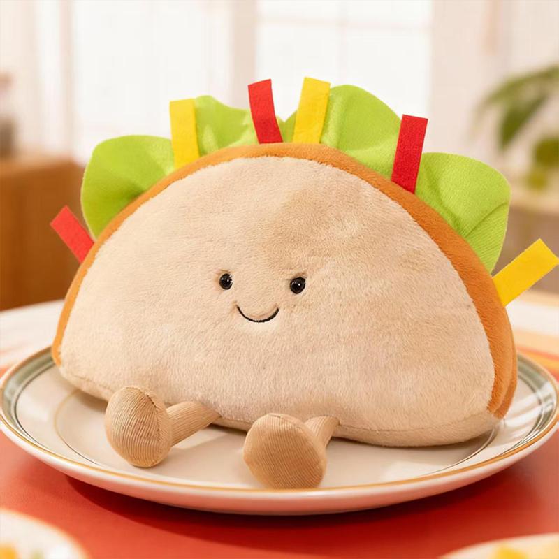 Cute Anime Food Doll Character Bread Plush Toy - Stuffed Soft Toy of Sandwich Pizza Taco French Fries for Kids Gift