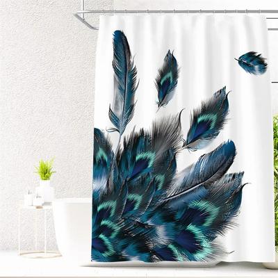 Feather Green Shower Curtain Liner Dreamcatcher Fabric Shower Curtain Waterproof Bath Curtain with Hooks Stall Home Decoration