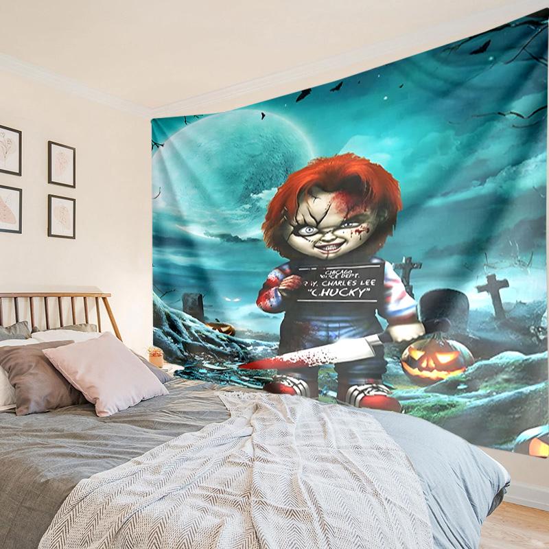 Chucky's Creepy Knife Play Tapestry, Unique Design Tapestry, Wall Decor for Bedroom,Livingroom, Playroom,Heartwarming Fan Holiday Gifts