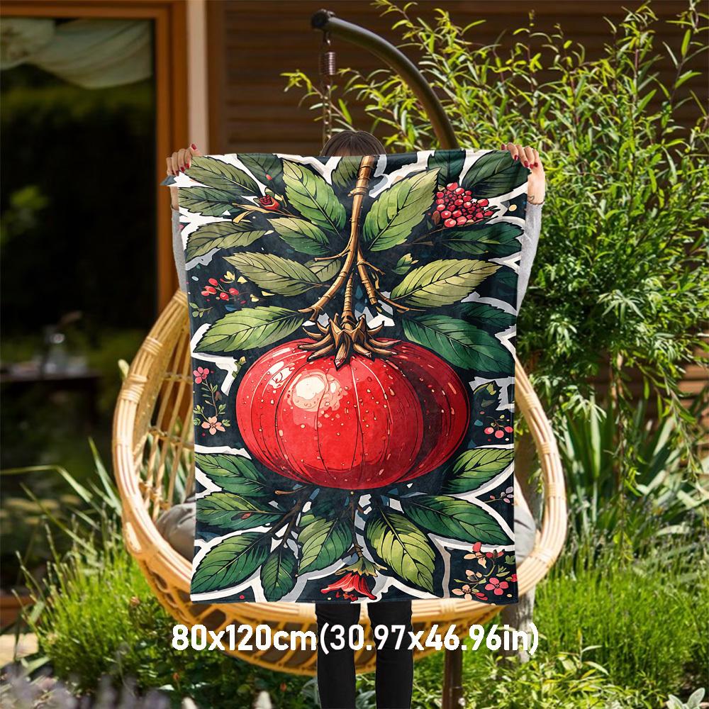 

1pc Pomegranate, Botanical Outdoor Flannel Blanket Soft Warm All-Season Throw for Sofa Bed Car Camping Office, Cozy Gift Idea1207S 80x120cm(31x47inch)