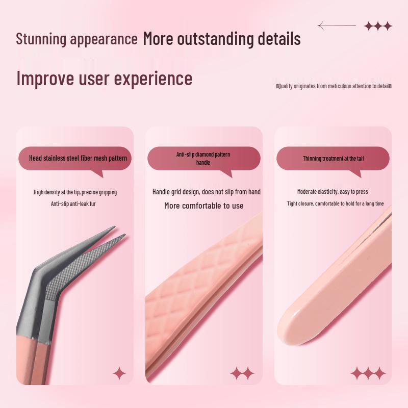Gold Stainless Steel Precision Eyelash Tweezers for Grafting and Separation