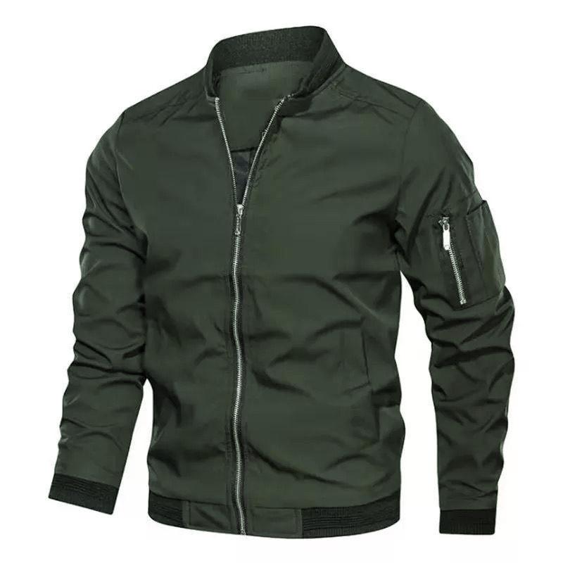 

Men Jacket Long Sleeve Baseball Jackets Windbreaker Zipper Jacket Outwear XXXXXL зелений