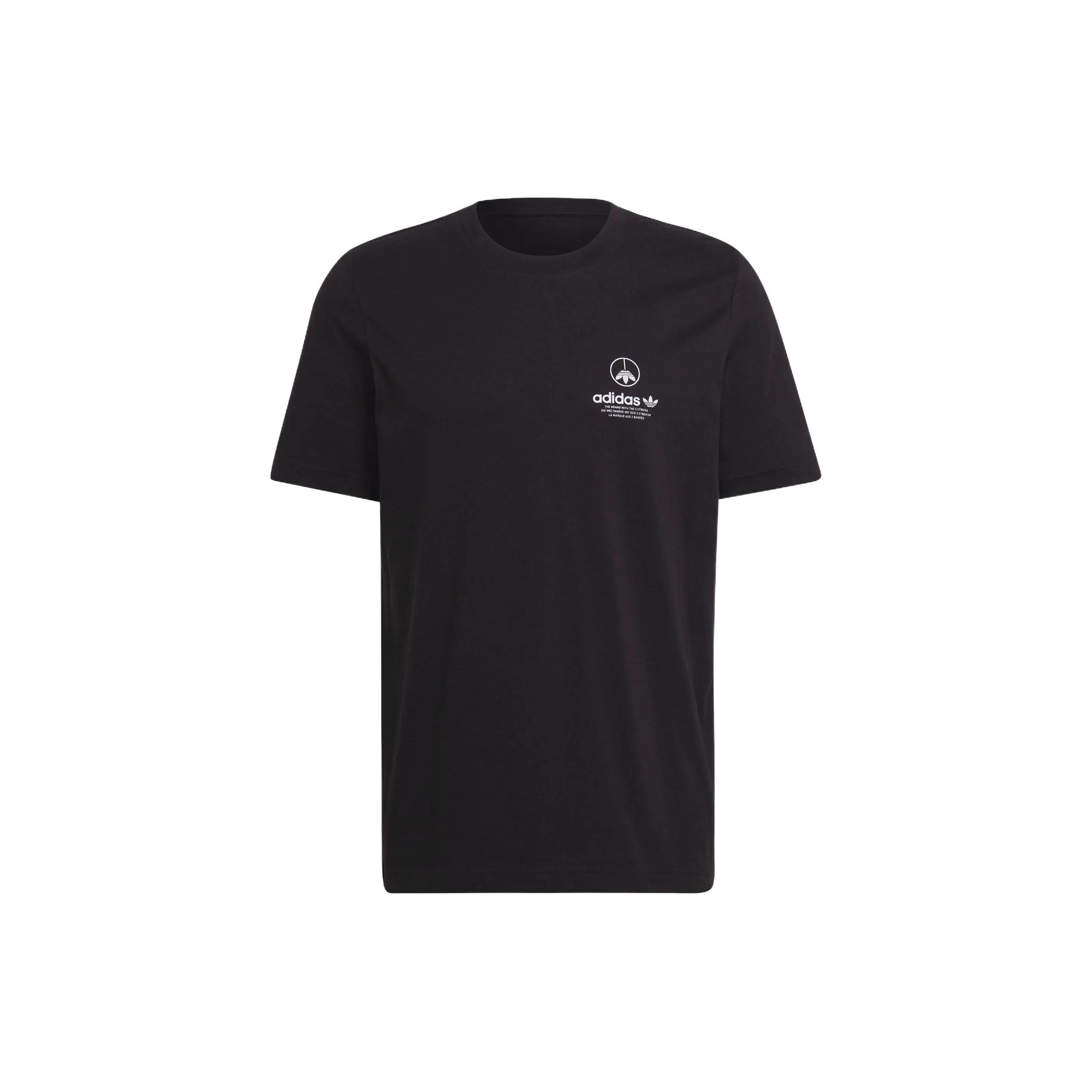 Men s adidas originals Solid Color Alphabet Logo Pattern Round Neck Short Sleeve Black T-Shirt HF4908 M