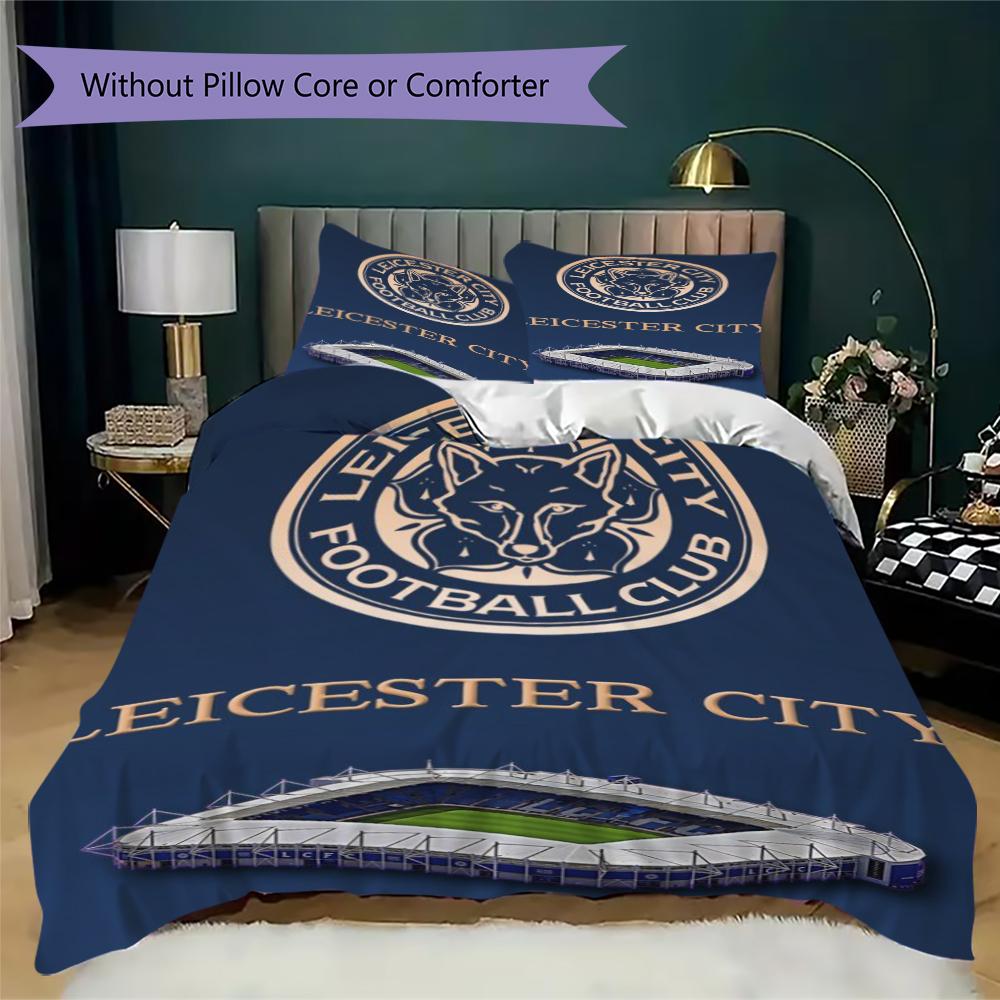 Leicester City Μοτίβο Σετ Κλινοσκεπασμάτων Κουβέρτα Κάλυμμα Μαξιλαροθήκη Διακόσμηση Σπιτιού Δώρο Γενεθλίων (1 * παπλωματοθήκη + 2 * μαξιλαροθήκη χωρίς πυρήνα)70