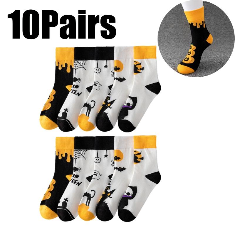 

Теплые Осенне-Зимние Хэллоуинские Мультяшные Смешные Носки Дизайн с Мотивом Тыквы и Ведьмы Средней Длины Спортивные Носки Универсальные для Мужчин и Женщин