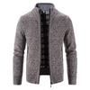 Knitted Cardigan European American Men's Autumn Winter Men's Long Sleeve Warm Jacquard Casual Stand Collar Pullovers