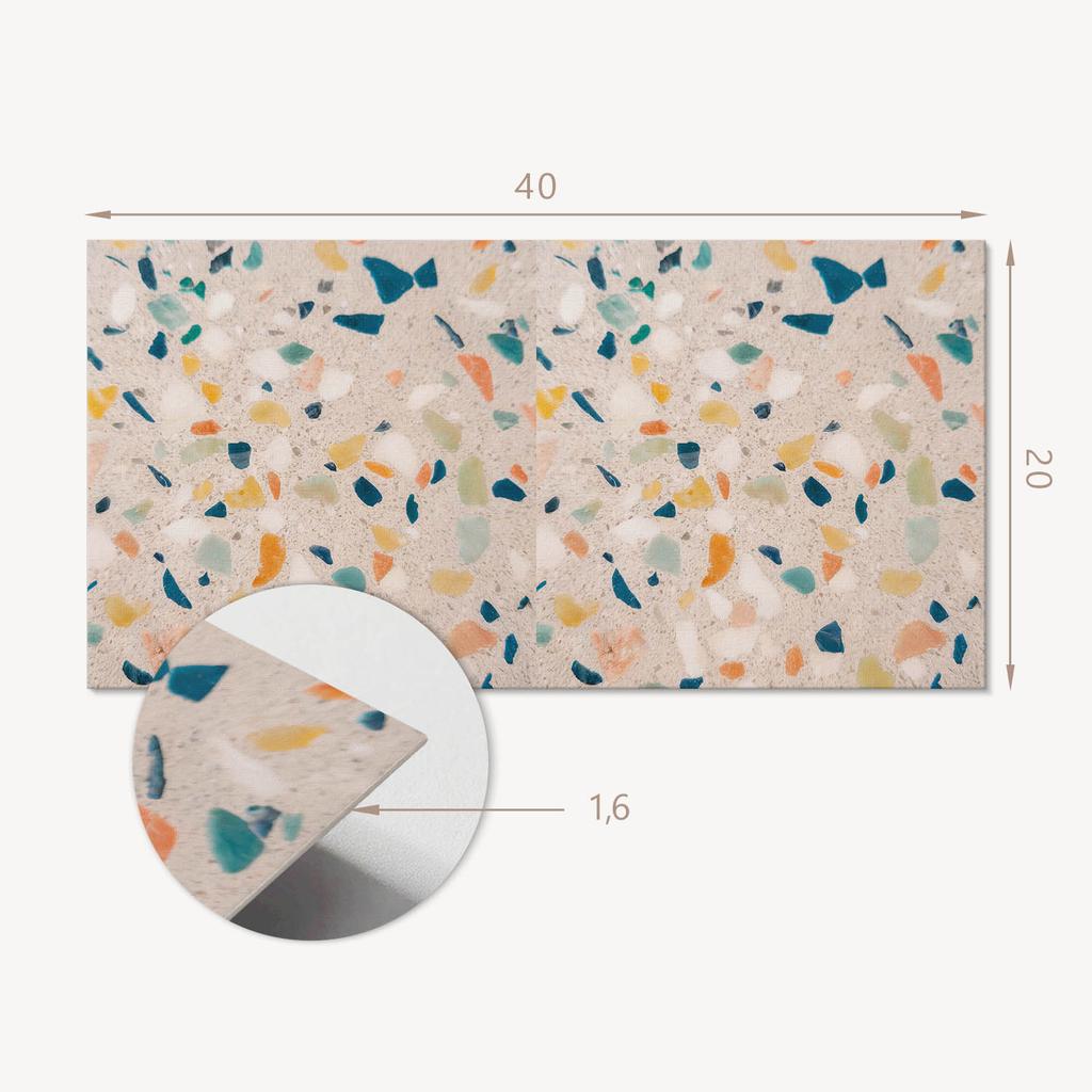 Komplet Kafelków Winylowych Pcv Wzór Z Kolorowymi Fragmentami 10X40X20 Cm