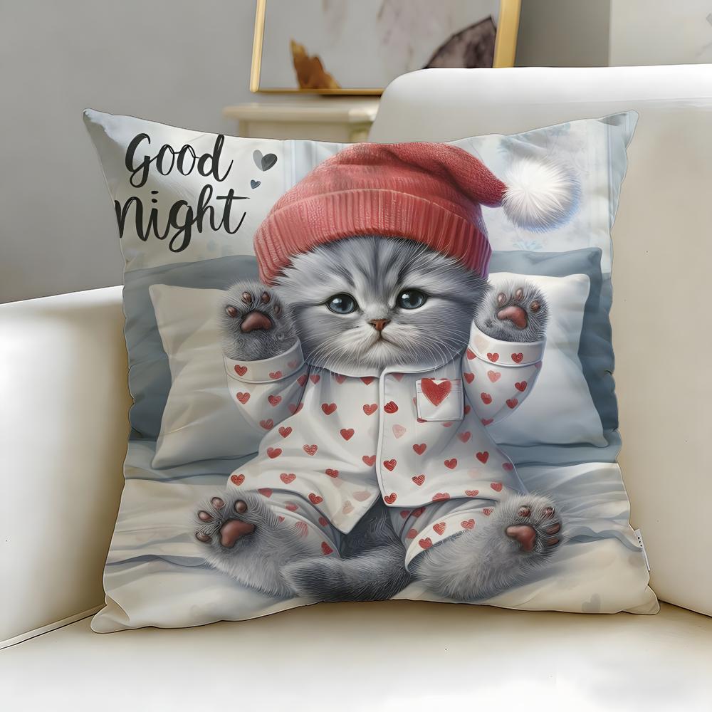 Classic Animal Cat Cushion Cover Soft & Easy-Wash Pillow Case – Versatile for Couch, Bed, Travel and Office