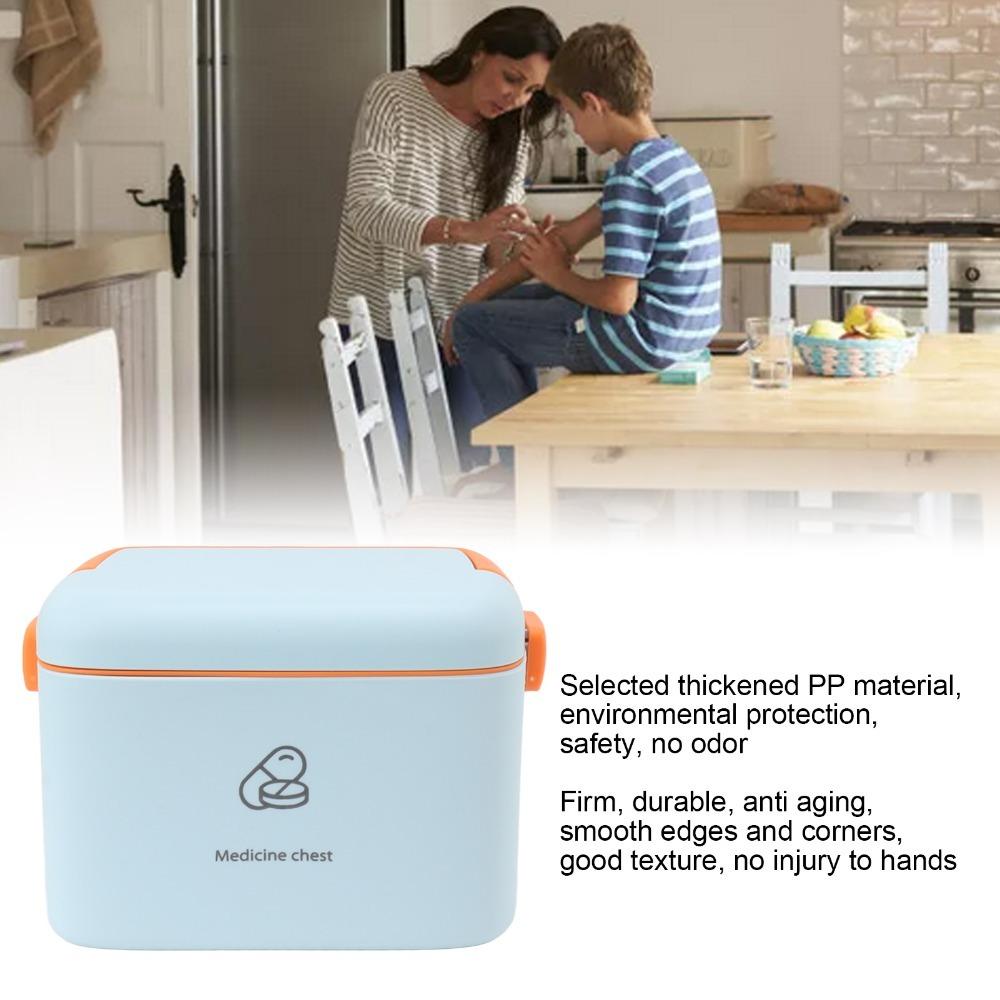 Removable Tray Medicine Organizer Container Large Capacity Family Emergency Medicine Case Home Use синий