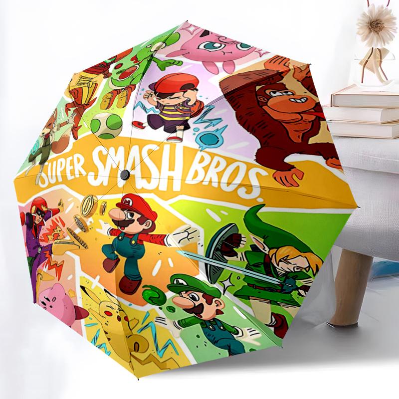 1pc Super Smash Bros. Characters Automatic Open/CloseCartoon Umbrella, Portable Compact Umbrella for Men & Women G092