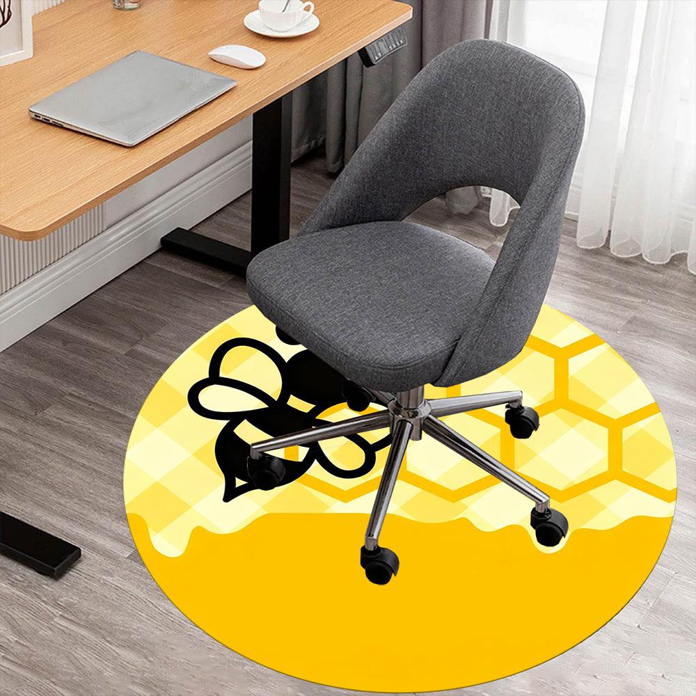 

1pc Bee Honeycomb Round Chair mat office Area Rug - Non-Slip, Floor Mat for Office, Bedroom, Ideal home decor gift c0112145 80cm