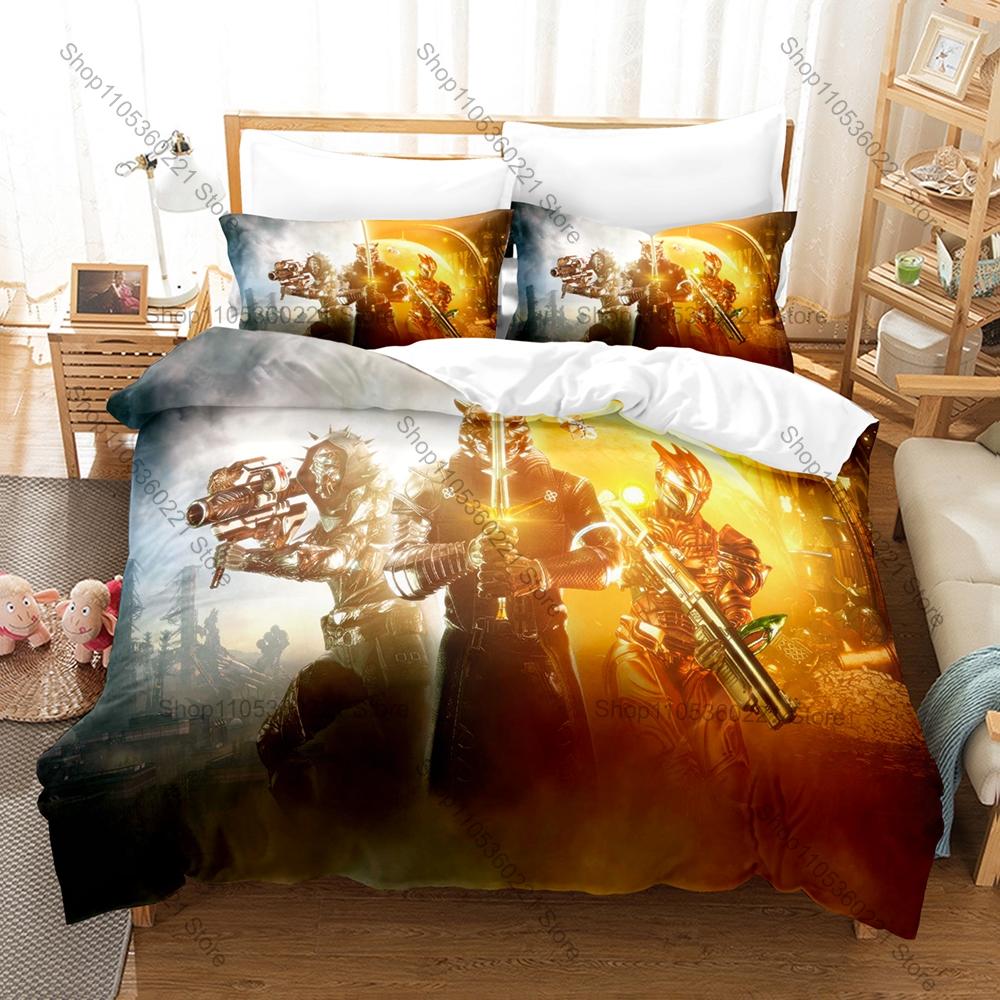Destiny 2 Guardian Hunter Titan Warlock Space Alien Planet Sci-Fi Multiplayer Shooter Game Bedding Set Duvet Cover 2 Pillowcases