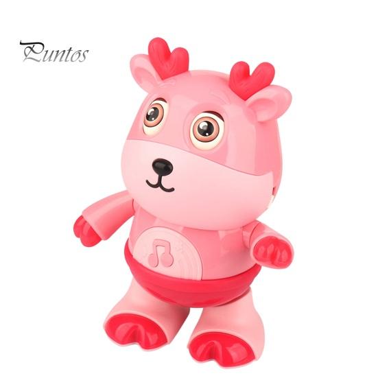 Kids Electric Deer Toy with LED Light Music Singing Dancing Cartoon Elk Toy Toddlers Interactive Educational Movable Eyes Animal Musical Toy
