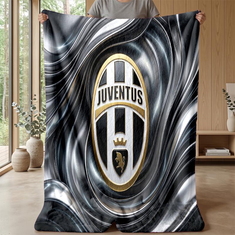 Juventus FC Theme Blanket Soft Flannel Blanket Plush Throw Blanket Cozy Sofa Bed Blanket for Home Decor