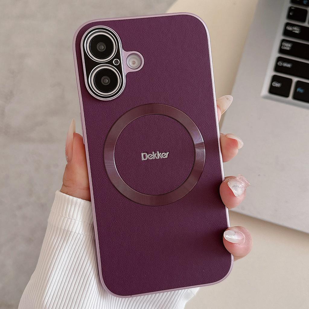 DEKKER For iPhone 16 Back Cover Compatible with MagSafe PU+TPU Phone Case - Purple