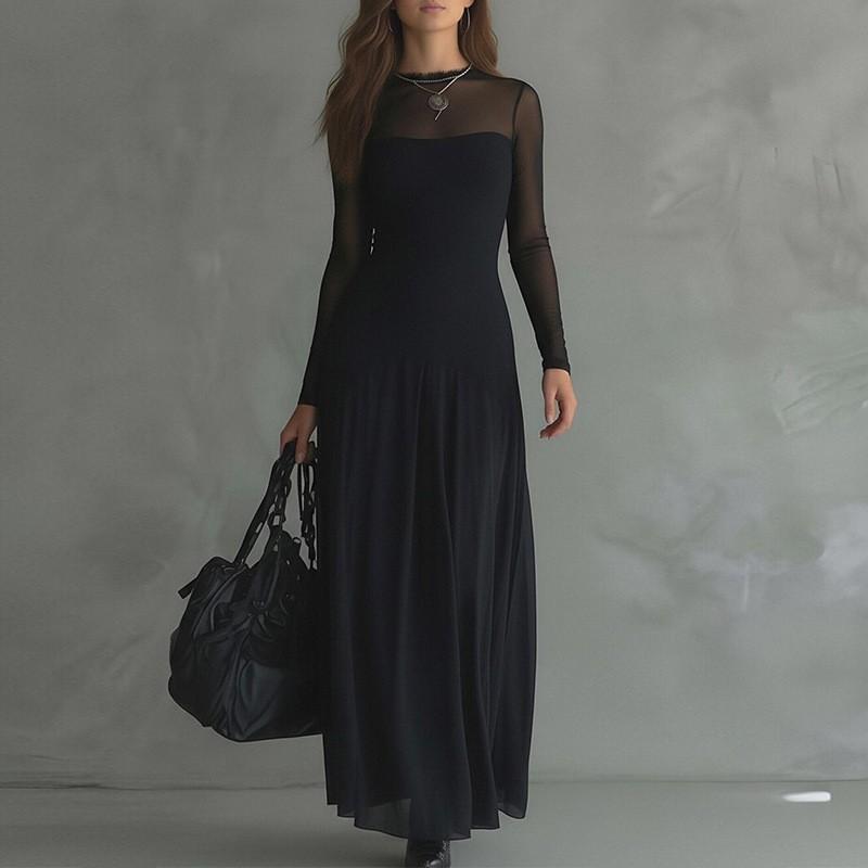 New European American Women s Clothing Is Fashionable Elegant Mesh Waist Dress 2XL