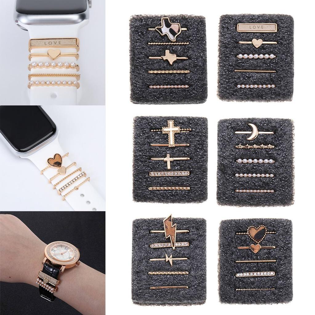 Decoration For Apple Watch Band Diamond Jewelry Charms for iWatch Bracelet Silicone Strap Accessories Galaxy Watch 5/4/Classic/3