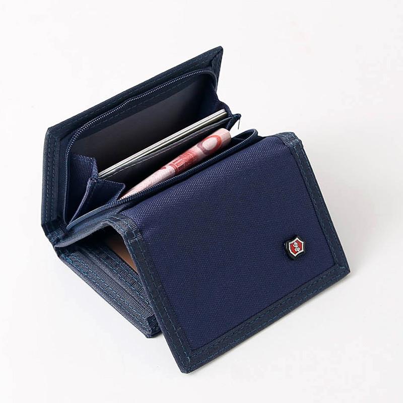 Men's 2025 Solid Color Korean Style Tri-fold Canvas Wallet & Coin Purse