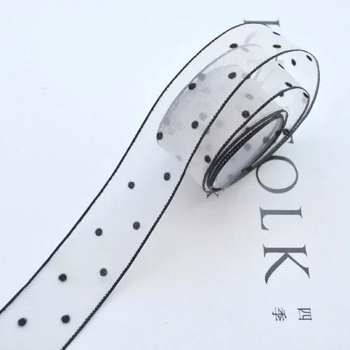 

25/38mm Dot Printed Organza Chiffon Lace Ribbon DIY Craft Packing Bow Garment Sewing Handmade hair Accessory Christmas Ribbon Dot Organza ribbon