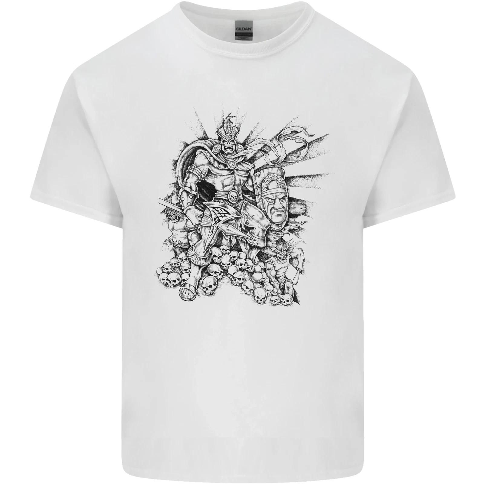 Inca Warrior Skull Gym Martial Arts MMA Axe Kids T-Shirt Childrens L