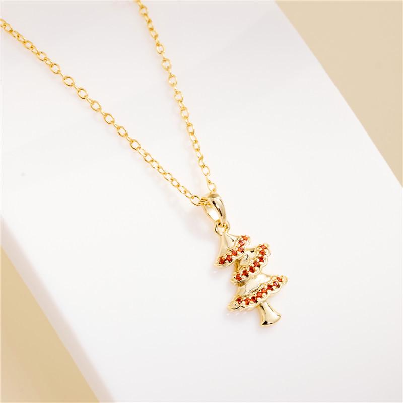 Arvaleff S925 Sterling Silver Christmas Tree Necklace with 14k Gold Zircon Clavicle Chain