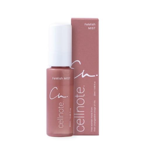 cellnote. FeMish MIST, serial numbered, delicate zone mist spray, moisturizing, odor control, bergamot and geranium scent, 20ml