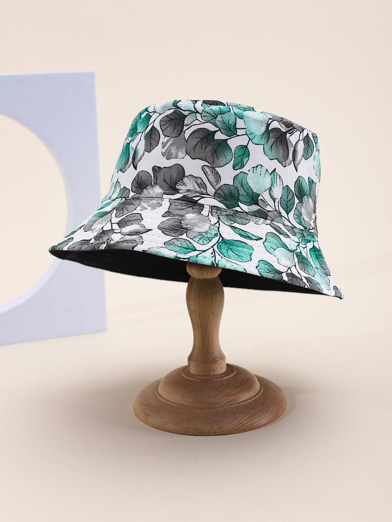 Women's Bucket Hat Sunshade Flower Pattern Wide Brim Bucket Cap for Outdoor Casual Sunhat New Vintage Design
