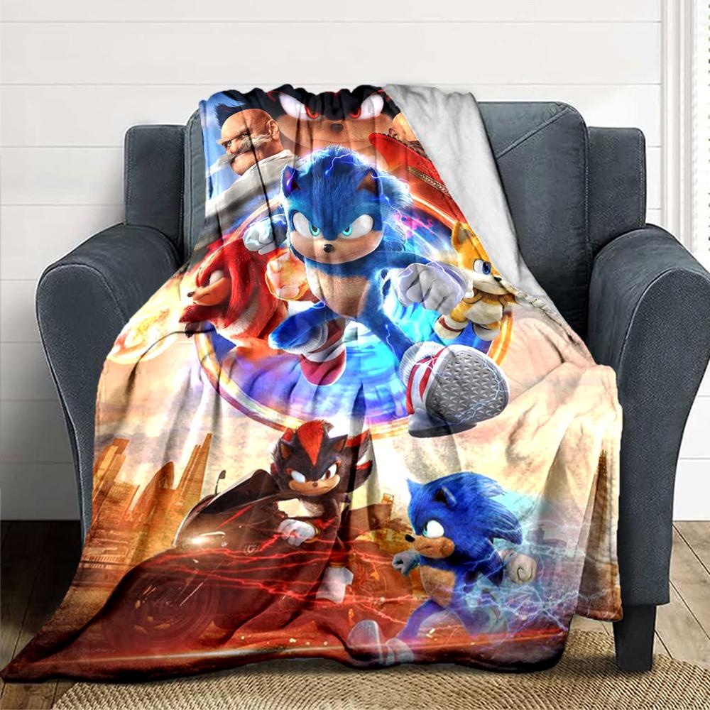 1Pc Sonic Adventure Team Sonic Blanket For Couch Bed Plush Cozy Fuzzy Blanket Super Soft Warm Blankets For Fall And Winter 0918237