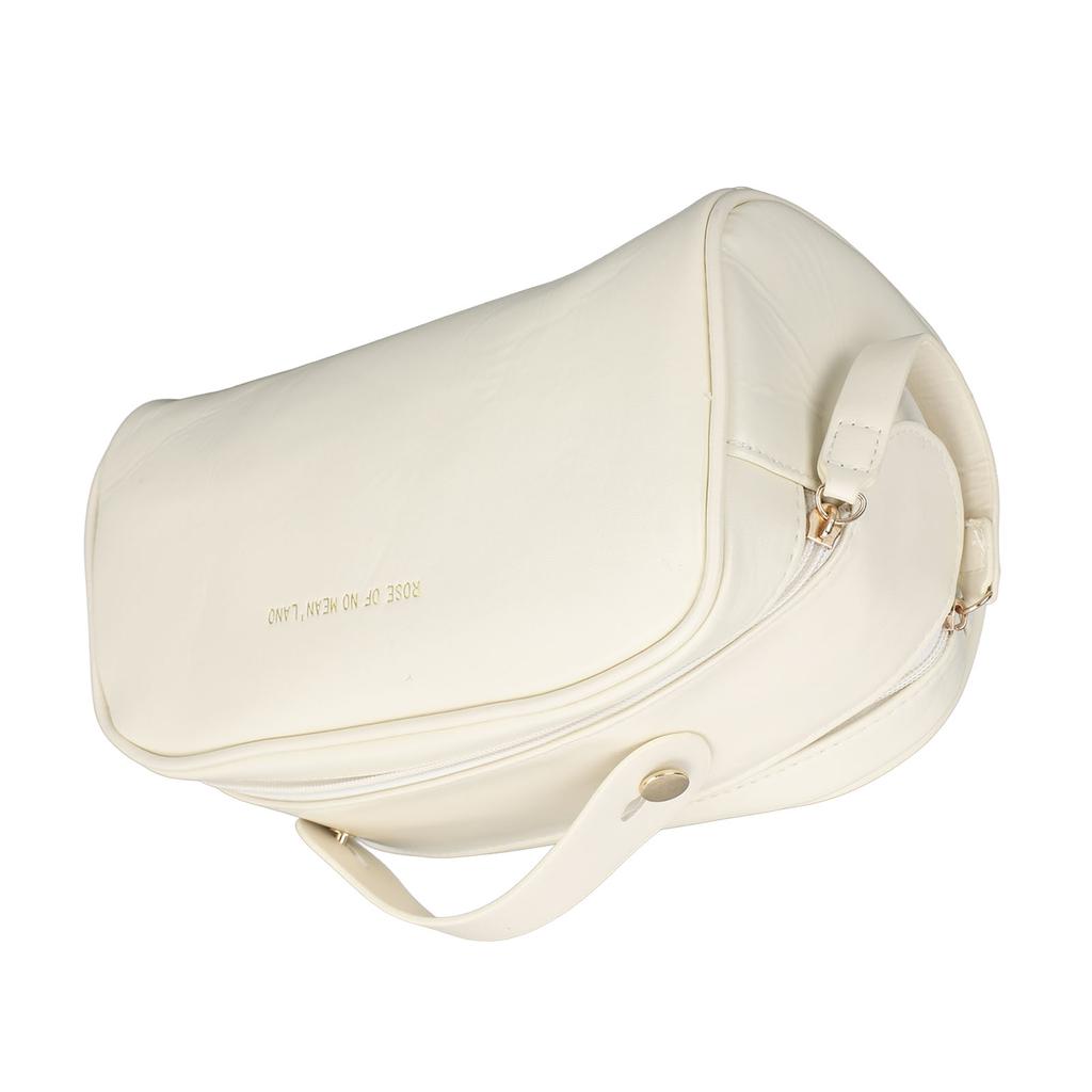 Cosmetic Bag Multifunctional Portable High Capacity Large Opening Travel Makeup Bag for Women Beige Free Size