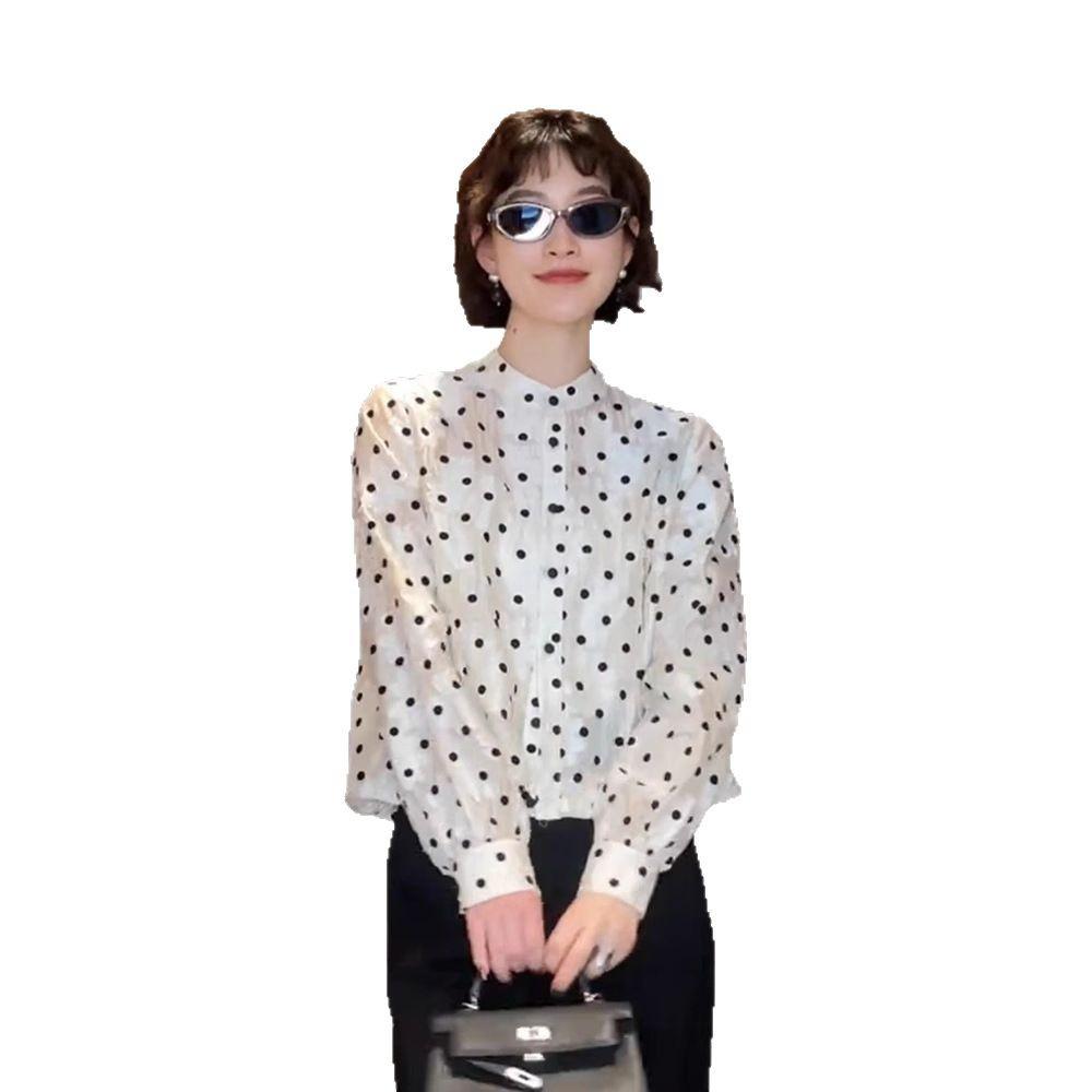 Women's 2025 Spring French Polka Dot Short Jacket-Shirt