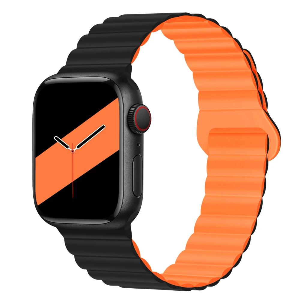 Magnetyczny Pasek Silikonowy Sportowy Bransoletki Do Apple Watch 41mm 42mm 44mm 45mm 46mm 49mm iWatch Seria 11 10 9 8 7 6 5 4se