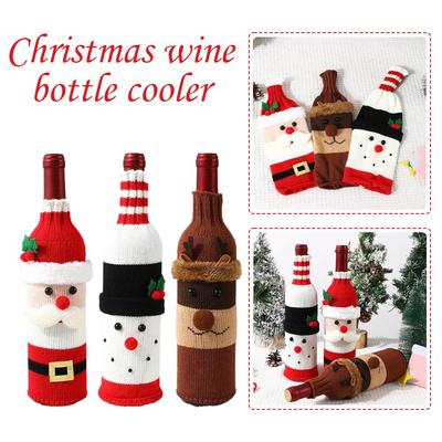 New Christmas Wine Bottle Covers Cartoon Santa Snowman Series Bottle Protector Cover Cute Festive Home Decoration Supplies