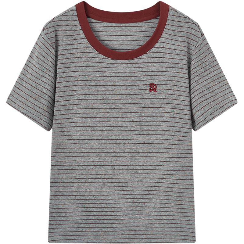 Aijutu Women s Color-Block Stripe Short-Sleeve T-Shirt M
