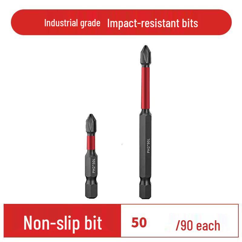 Tungsten Steel Non-Slip Magnetic Phillips Screwdriver Bits - Impact-Resistant and Super Hard for Electric Drills