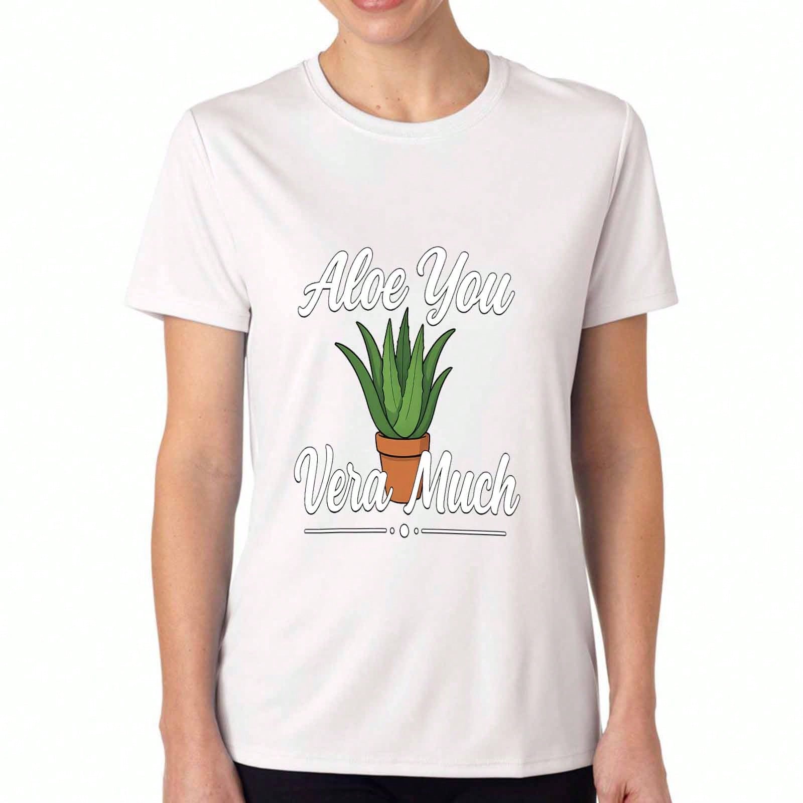 Aloe Vera Plant unisex s Cotton T Shirt, Pure Cotton Premium Print, Durable, Casual And Fashionable. Adorable Aloe You Vera Much Graphic Tee, Perfect S разноцветный
