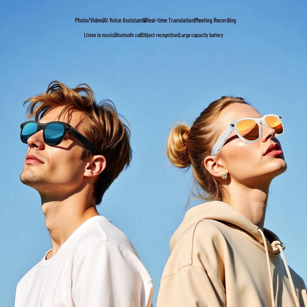 AI Smart Glasses: Stabilized HD Photos, Bluetooth Calls, Video Recording, Object Recognition, and Translation.