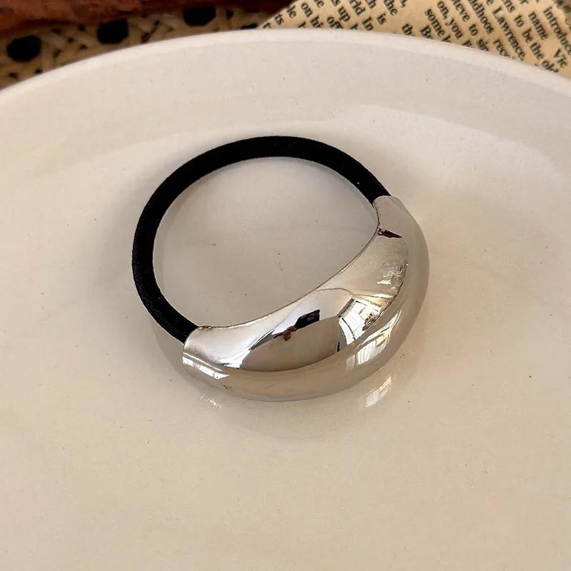 Cool Elegant Temperament Geometric Metal Hair Rope for Woemn Korean Style High Elasticity Does Not Hurt The Hair Scrunchies Fash