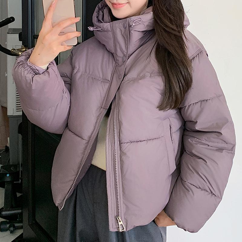 

Зимний Новый Стиль Свободная Куртка с Набивкой Утолщенная Короткая Модная Маленькая Куртка с Набивкой Воротник-стойка Куртка-пуховик XL фиолетовый