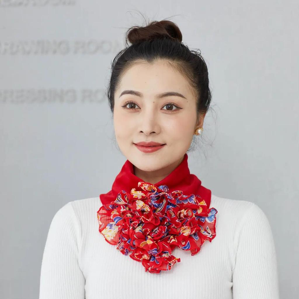 Damen Farbiger Latzkragen Plus Samt Dicker Blumenkragen Mode Nackenschutz Falscher Kragen