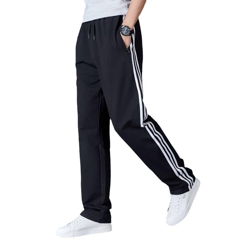 Pantaloni de jogging de iarnă pentru bărbați: Pantaloni sport casual cu trei dungi, largi, cu picior drept