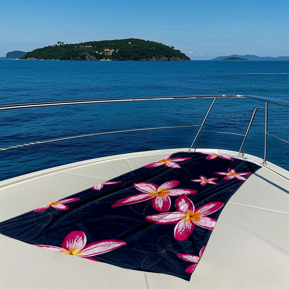 Midnight Plumeria Quick Drying Bath Towel Microfiber beach towel light weight swimming camping yoga beach out