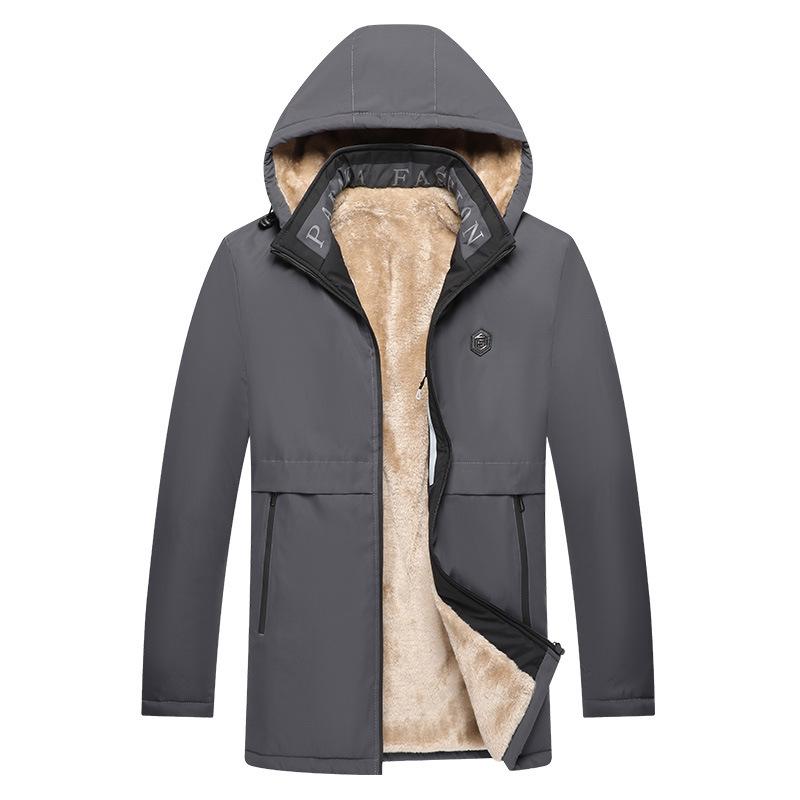 Men's Loose Casual Cotton Jacket Long Hip-Length    Warm Winter Daily Coat