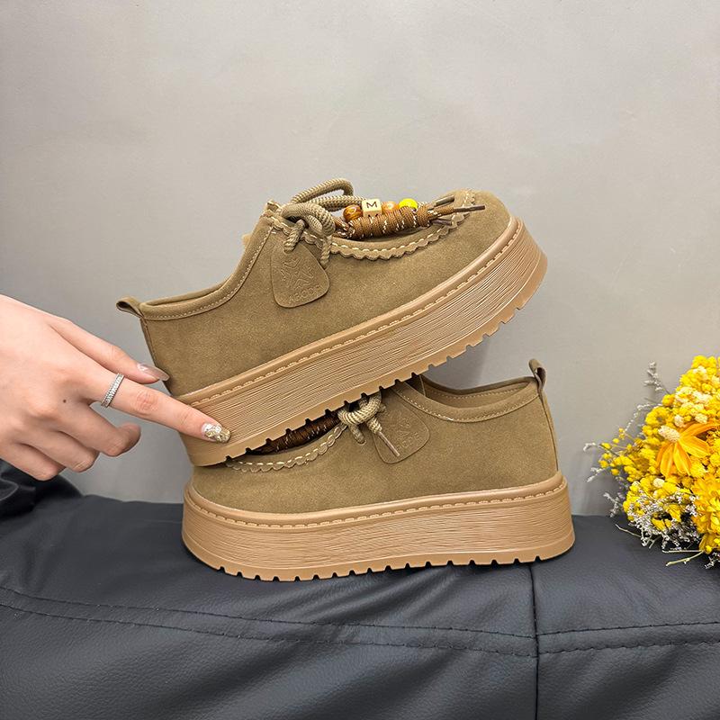 All-inclusive women's thick-soled heightening autumn new retro casual single shoes, one-pedal lazy shoes