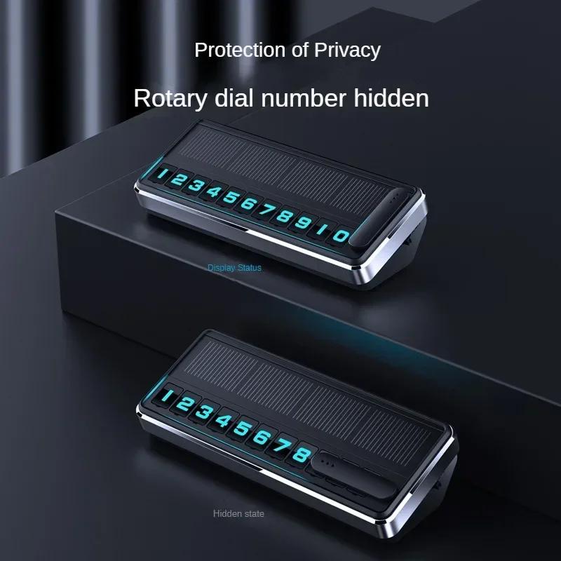 Solar Powered LED Parking Card Holder - Temporary Parking Pass with Multiple Number Options Car Park Stop Hidden Plate Gadgets