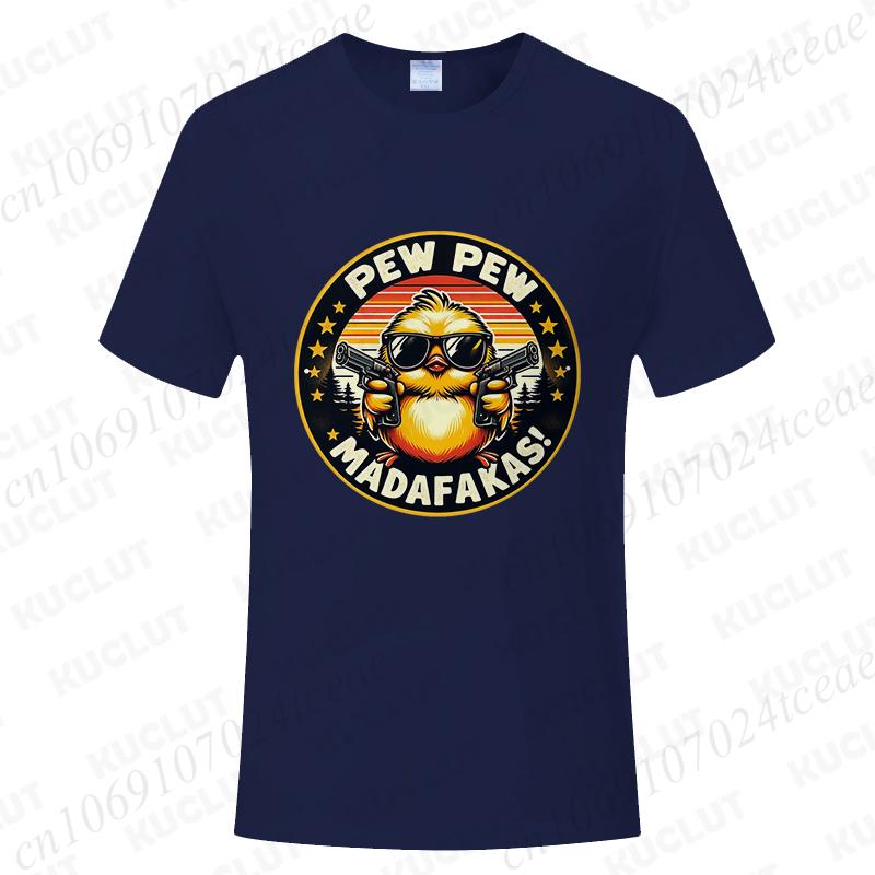 Pew Pew Madafakas Men's T-shirts Cute Chick Funny Graphic Tops Summer Short Sleeve Tees Trendy Streetwear Male Oversized Clothes